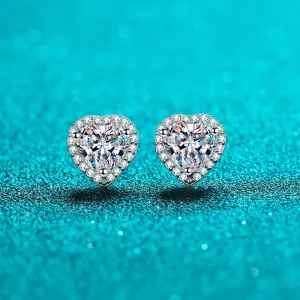 Solitaire Heart Shape Moissanite Studs Earrings - EM020