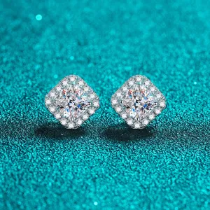 Solitaire Princess Cut Moissanite Studs Earrings-EM041