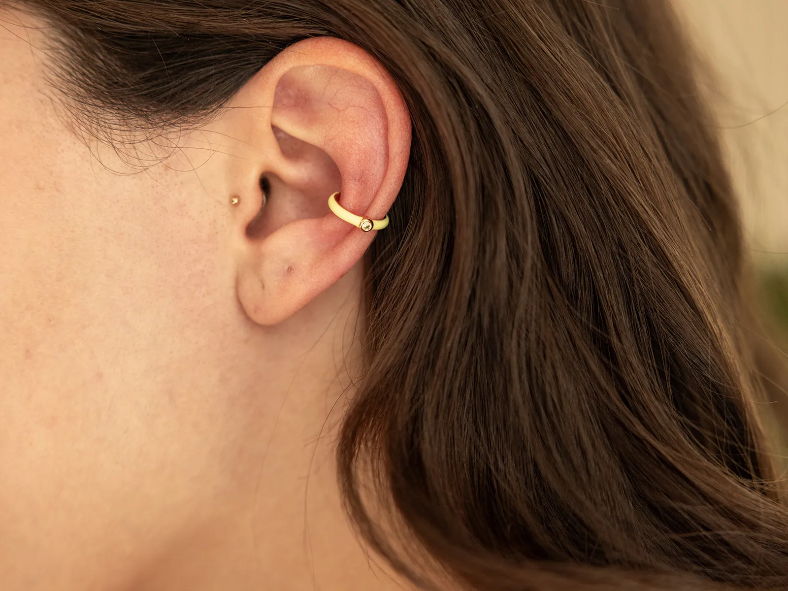 Sonora Apple Green Cuff Earring in Gold