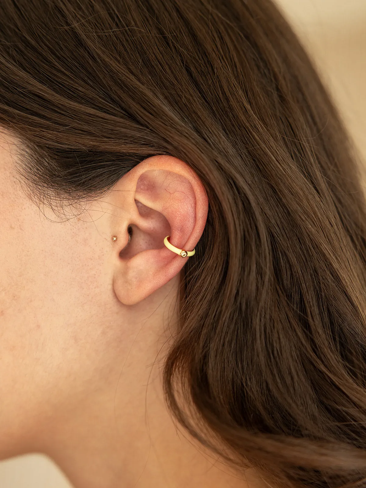 Sonora Apple Green Cuff Earring in Gold