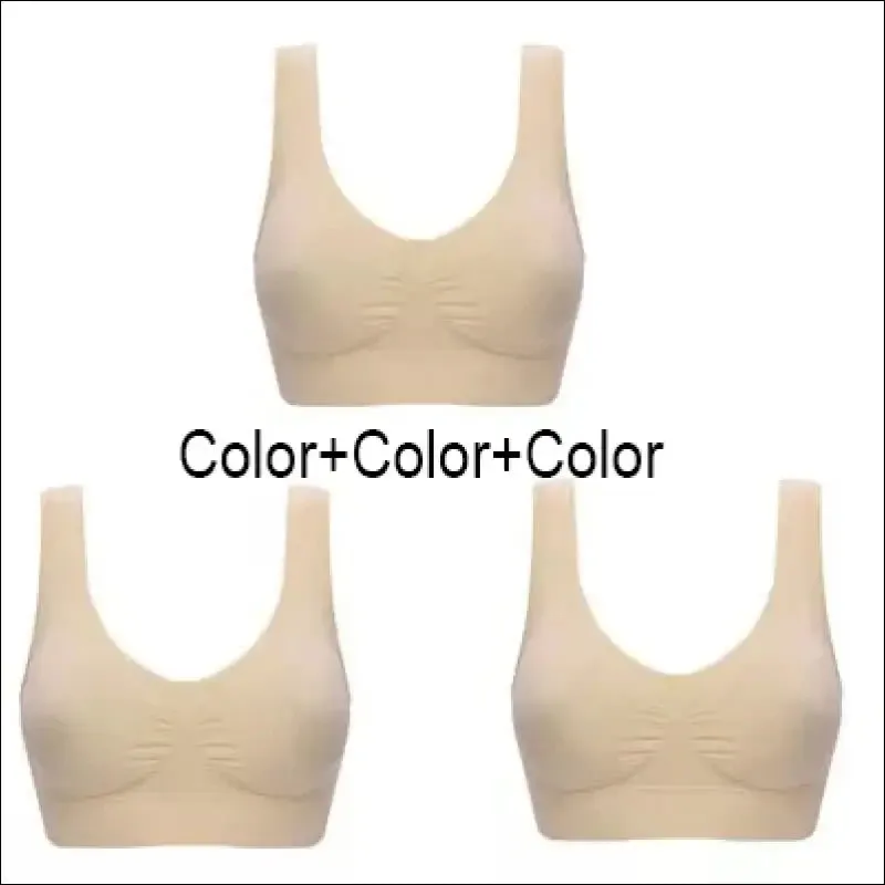 Sports bra plus size set - seamless, comfort soft, fitness yoga tops | 3pcs