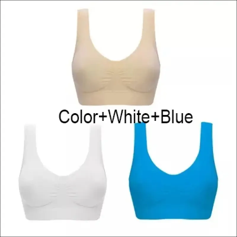 Sports bra plus size set - seamless, comfort soft, fitness yoga tops | 3pcs