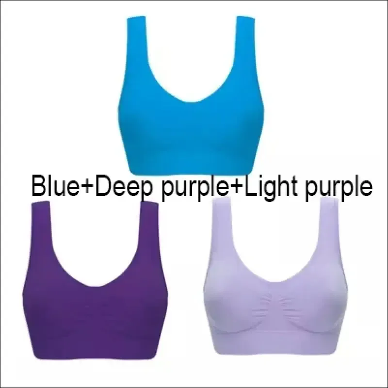 Sports bra plus size set - seamless, comfort soft, fitness yoga tops | 3pcs
