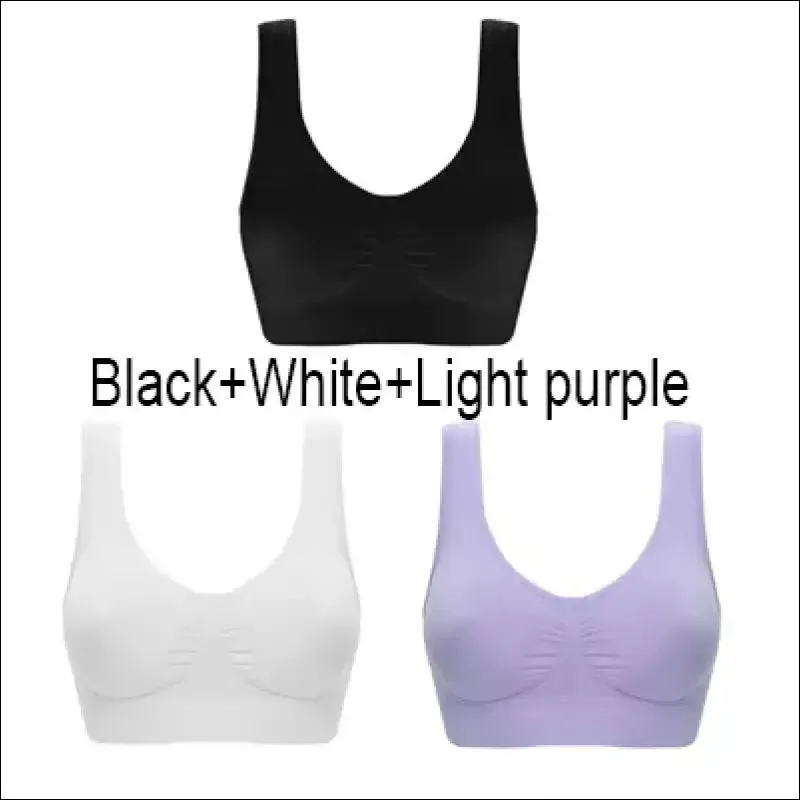 Sports bra plus size set - seamless, comfort soft, fitness yoga tops | 3pcs