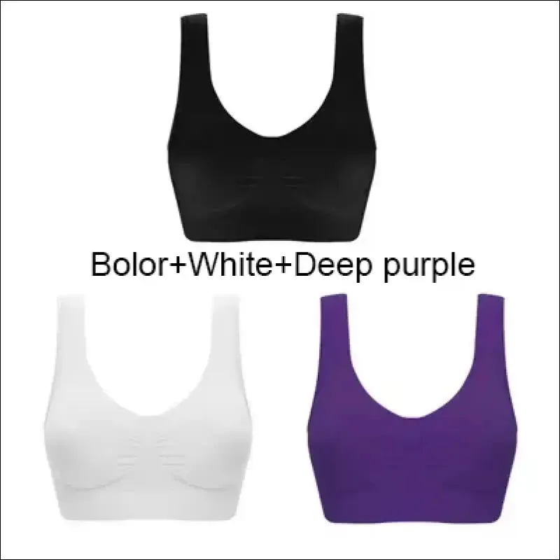 Sports bra plus size set - seamless, comfort soft, fitness yoga tops | 3pcs