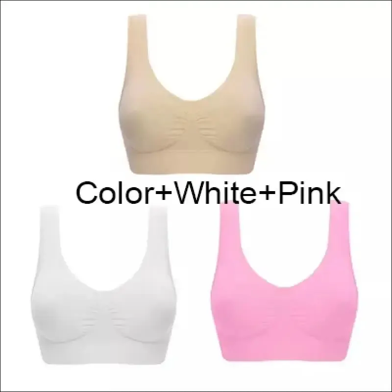Sports bra plus size set - seamless, comfort soft, fitness yoga tops | 3pcs