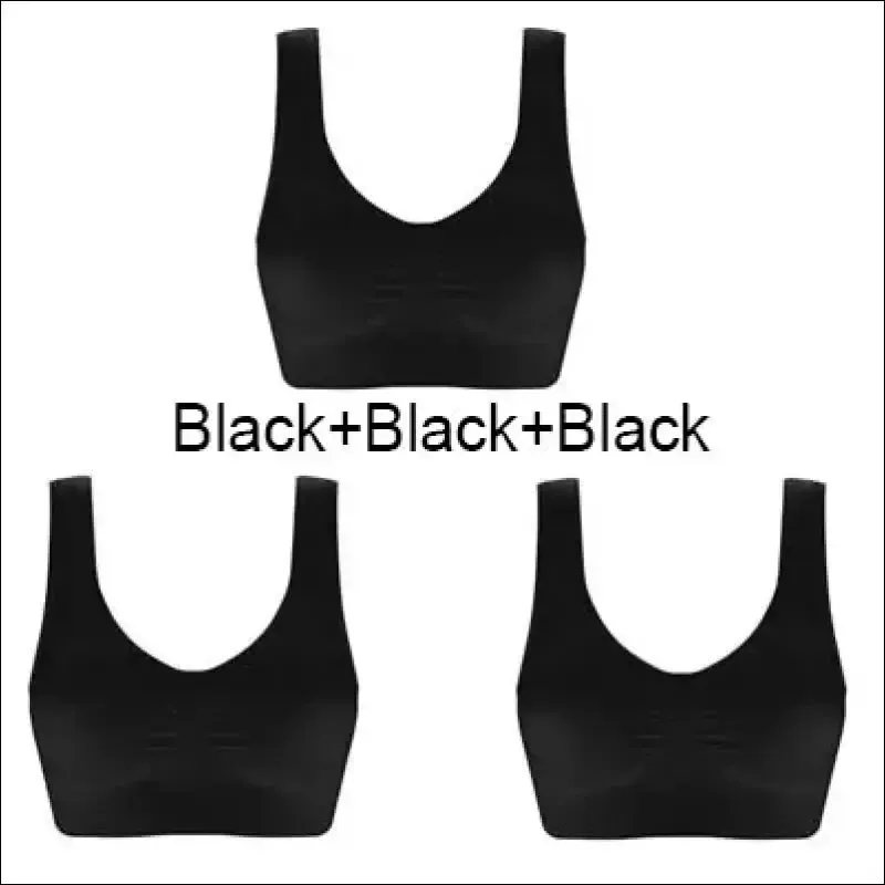 Sports bra plus size set - seamless, comfort soft, fitness yoga tops | 3pcs