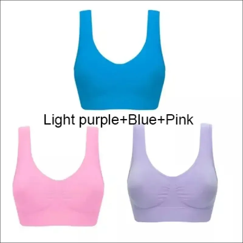 Sports bra plus size set - seamless, comfort soft, fitness yoga tops | 3pcs