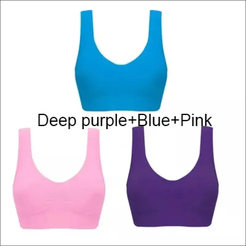 Sports bra plus size set - seamless, comfort soft, fitness yoga tops | 3pcs