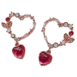 Spring Love Heart-Shaped Stud Drop Earrings