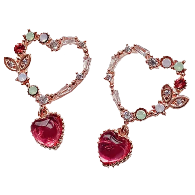 Spring Love Heart-Shaped Stud Drop Earrings
