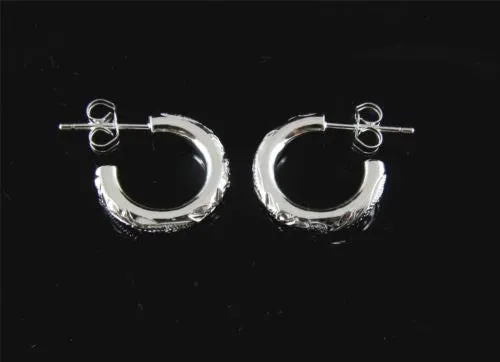 STERLING SILVER 925 HAWAIIAN PLUMERIA SCROLL HOOP EARRINGS 2.85MM SMALL HEAVY