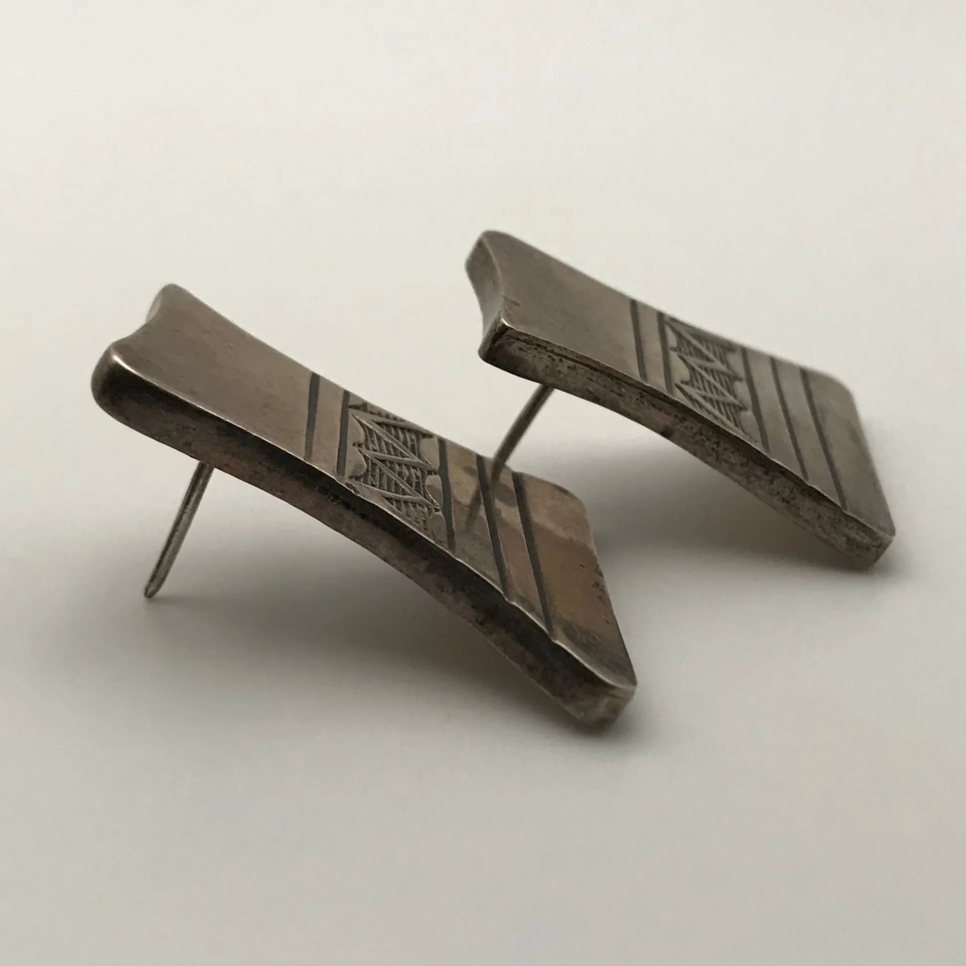 sterling silver stamped all silver post earrings ***AS IS***