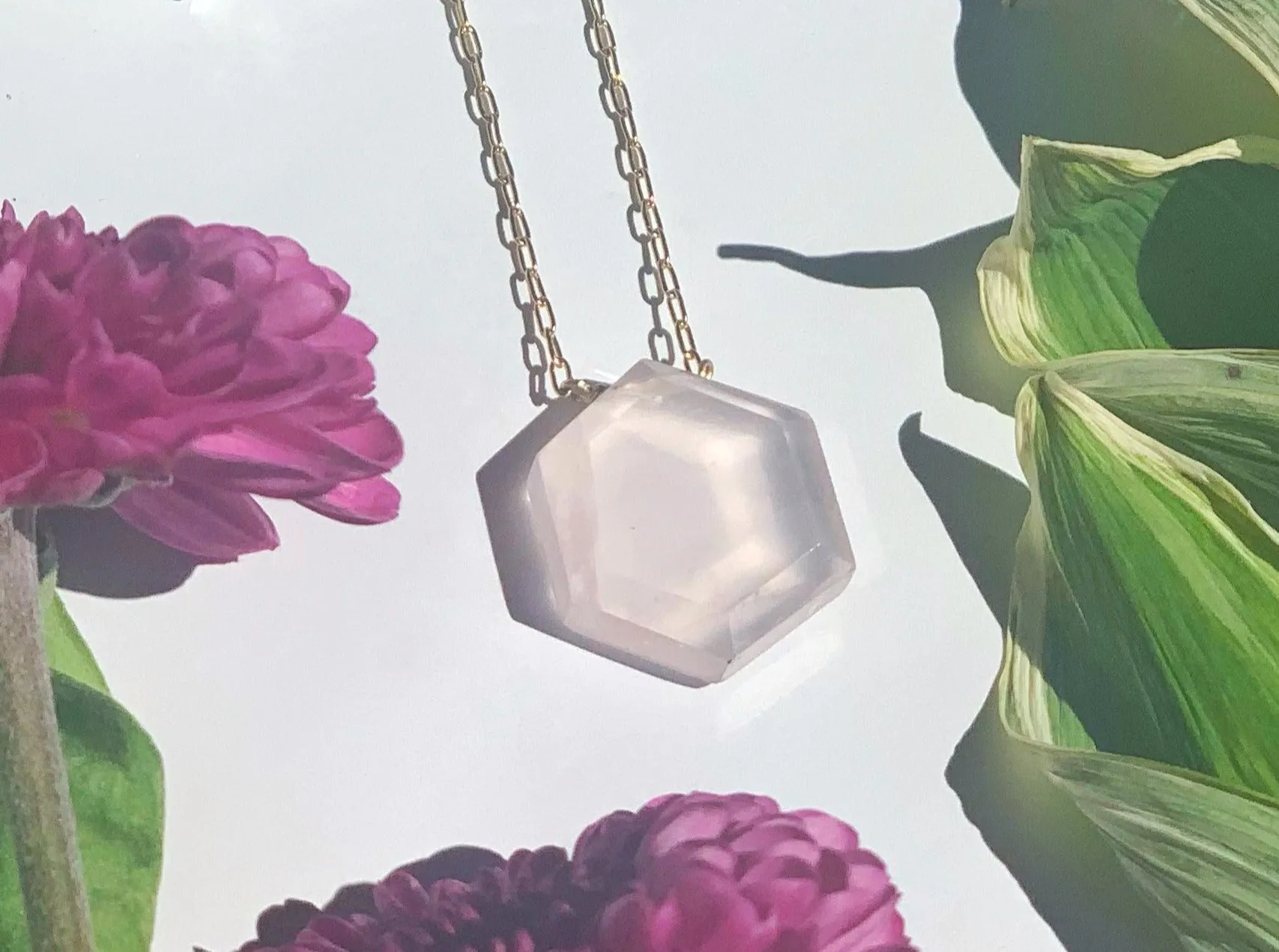 Stone Hexagon Necklace