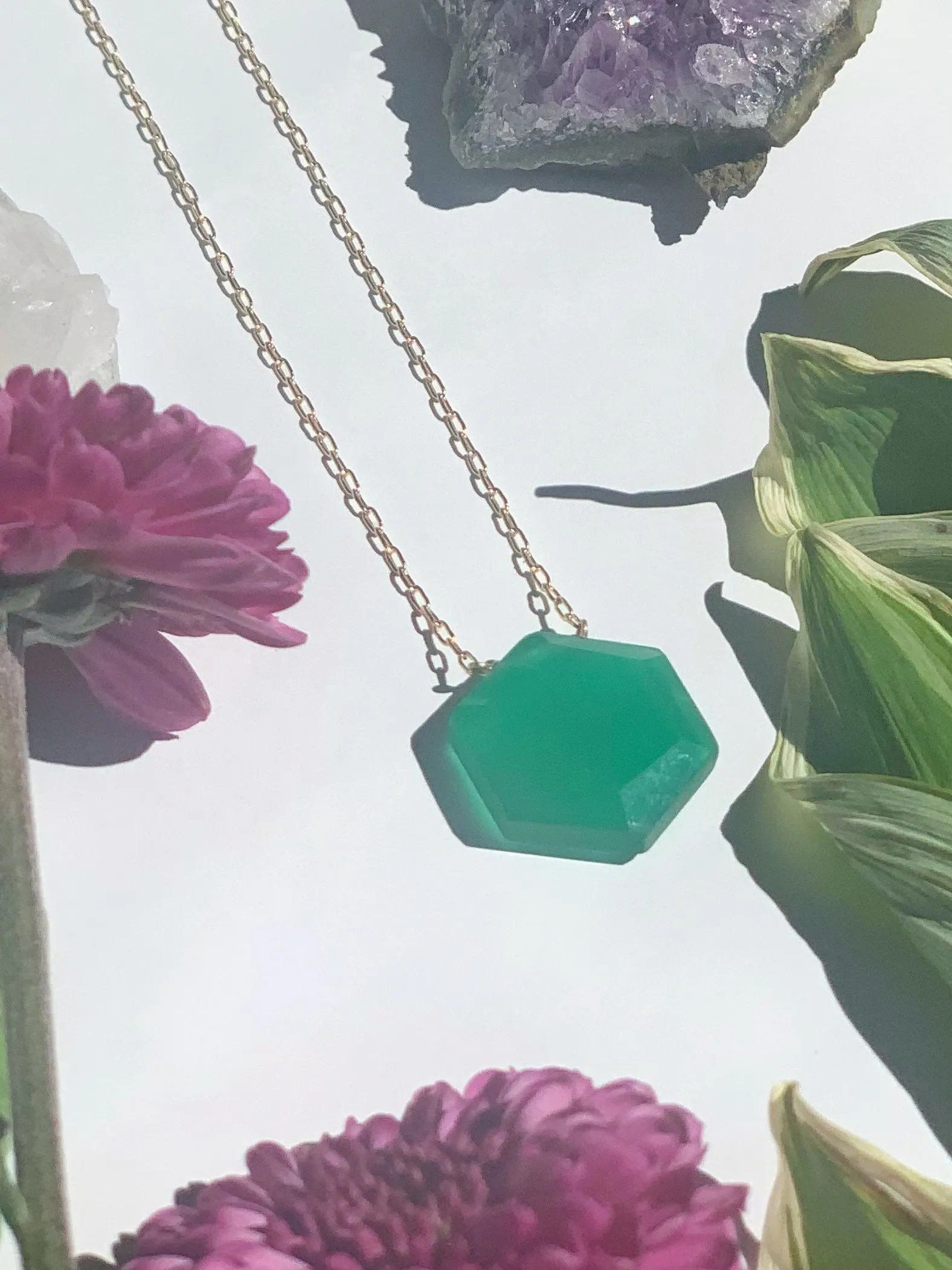 Stone Hexagon Necklace