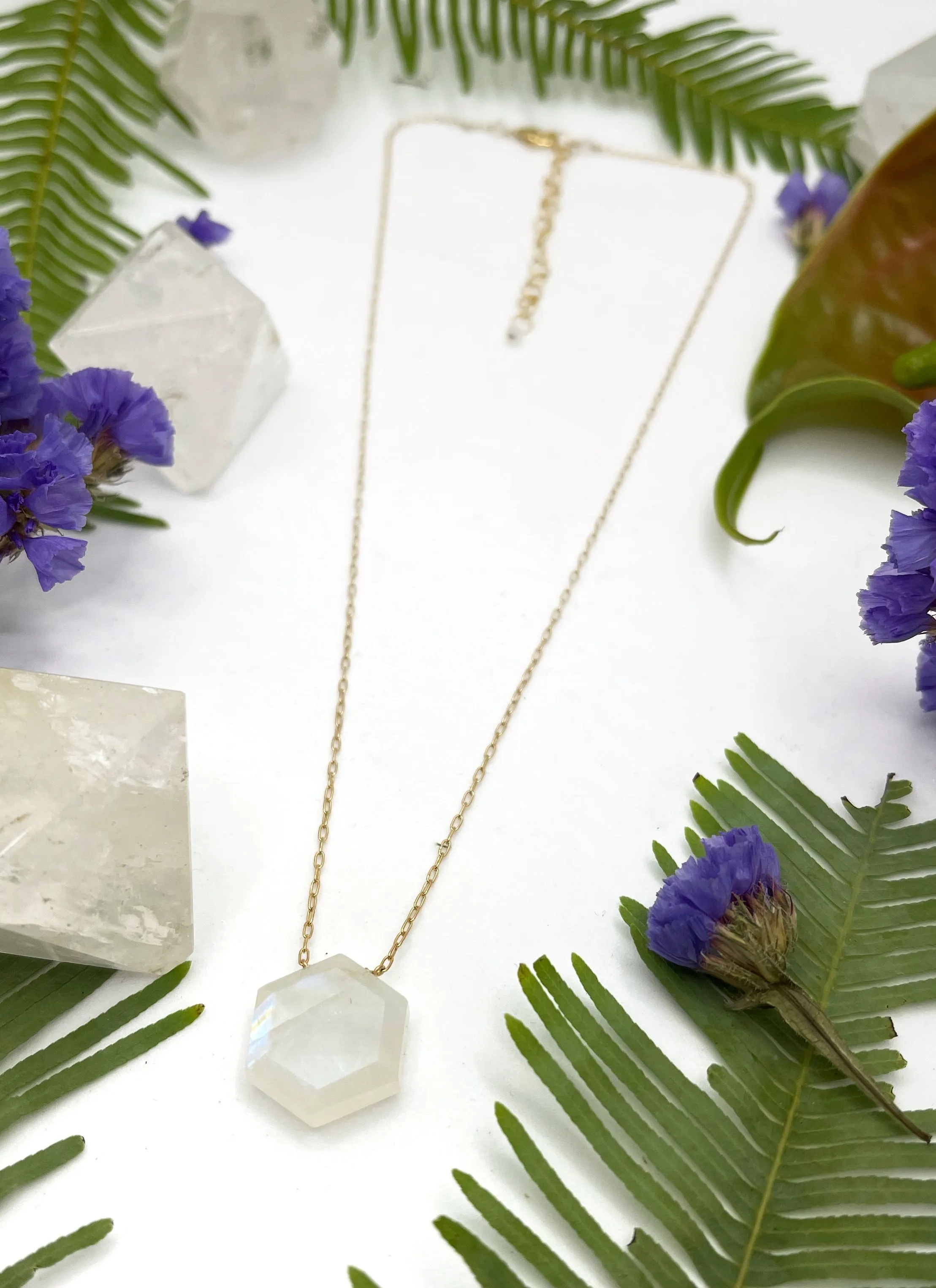 Stone Hexagon Necklace