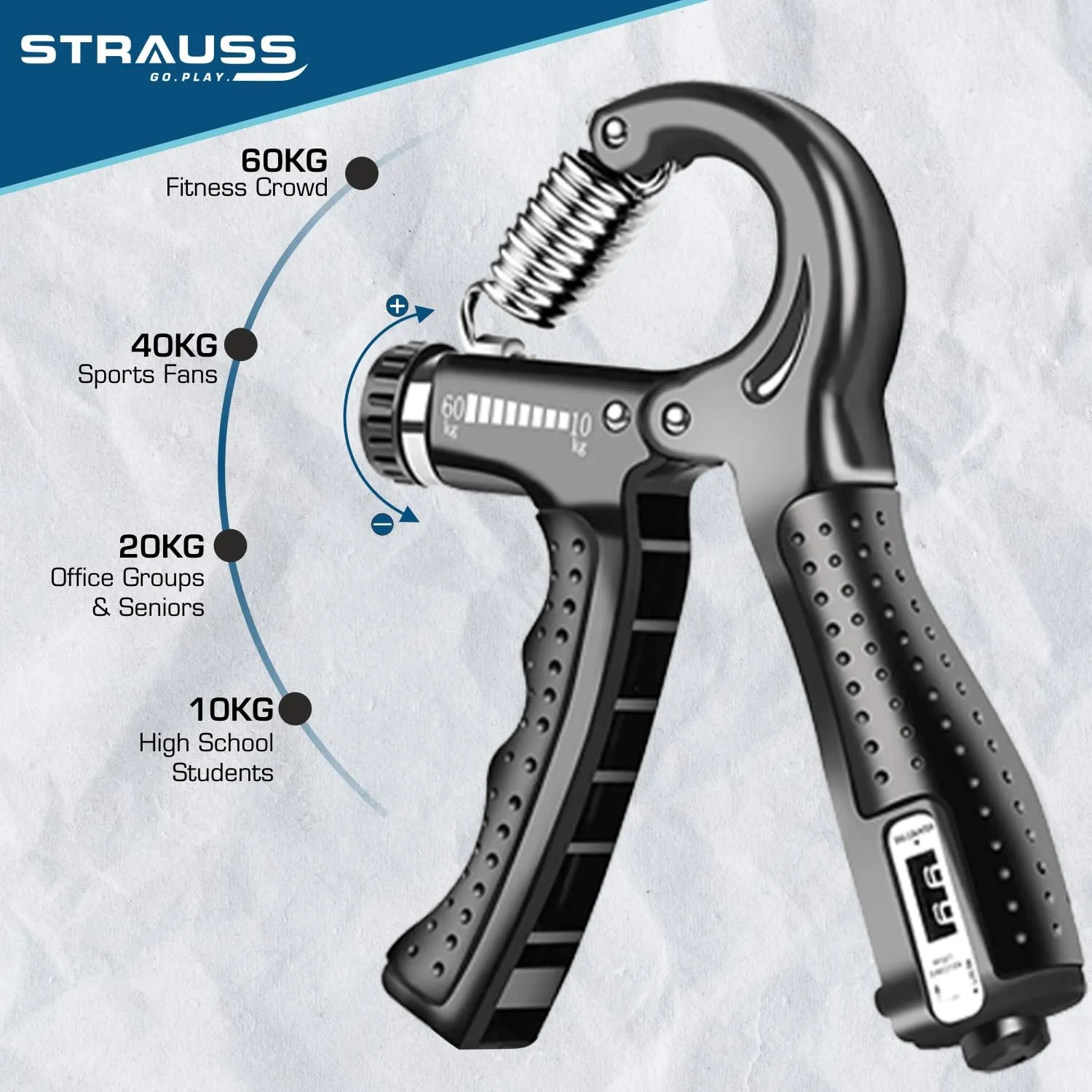 Strauss D-Shape Hand Grip | Adjustable Resistance (10KG -100KG) | Hand/Power Gripper for Home & Gym Workouts | Perfect for Finger & Forearm Hand Exercises & Strength Building for Men & Women (Green)