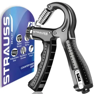 Strauss D-Shape Hand Grip | Adjustable Resistance (10KG -100KG) | Hand/Power Gripper for Home & Gym Workouts | Perfect for Finger & Forearm Hand Exercises & Strength Building for Men & Women (Green)