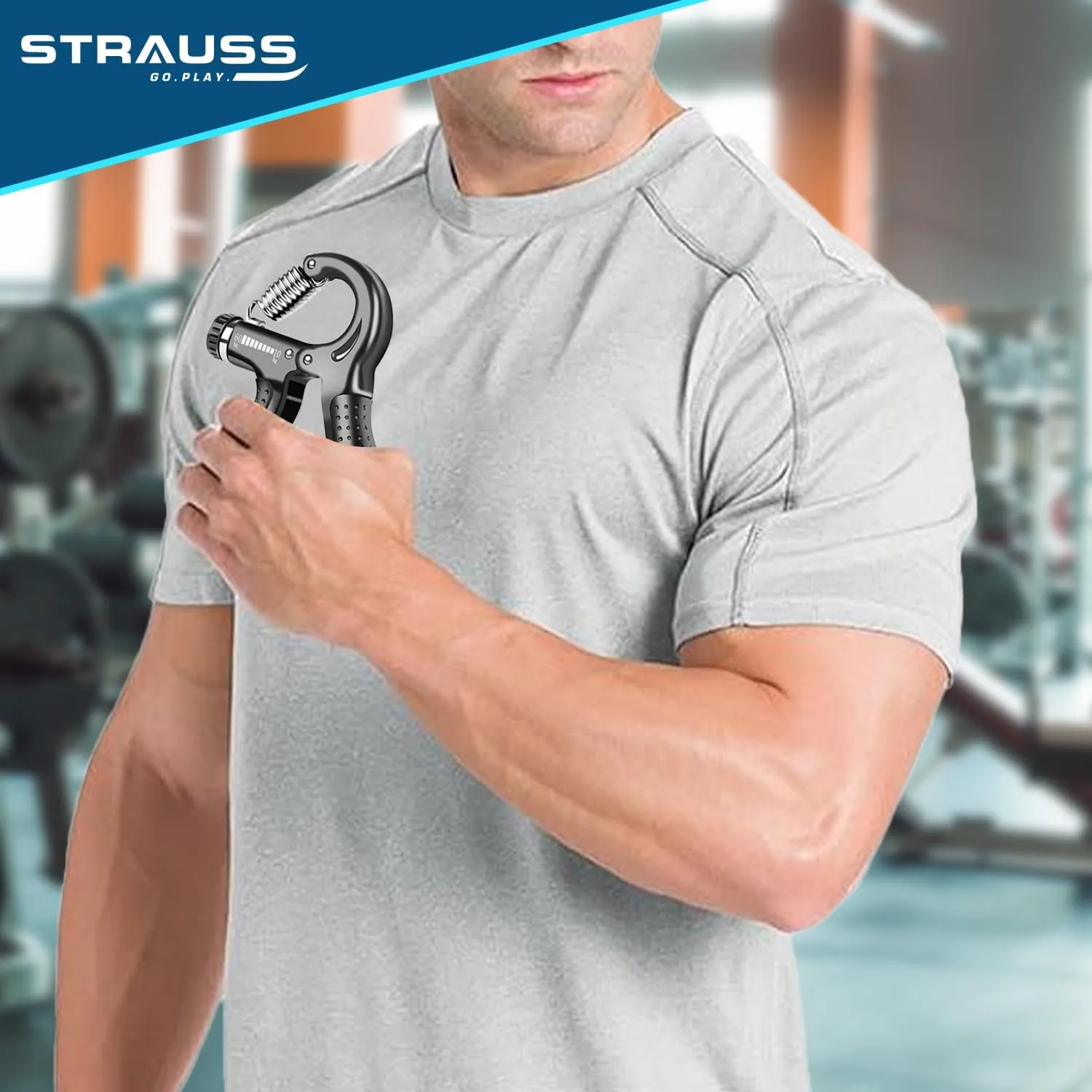 Strauss D-Shape Hand Grip | Adjustable Resistance (10KG -100KG) | Hand/Power Gripper for Home & Gym Workouts | Perfect for Finger & Forearm Hand Exercises & Strength Building for Men & Women (Green)