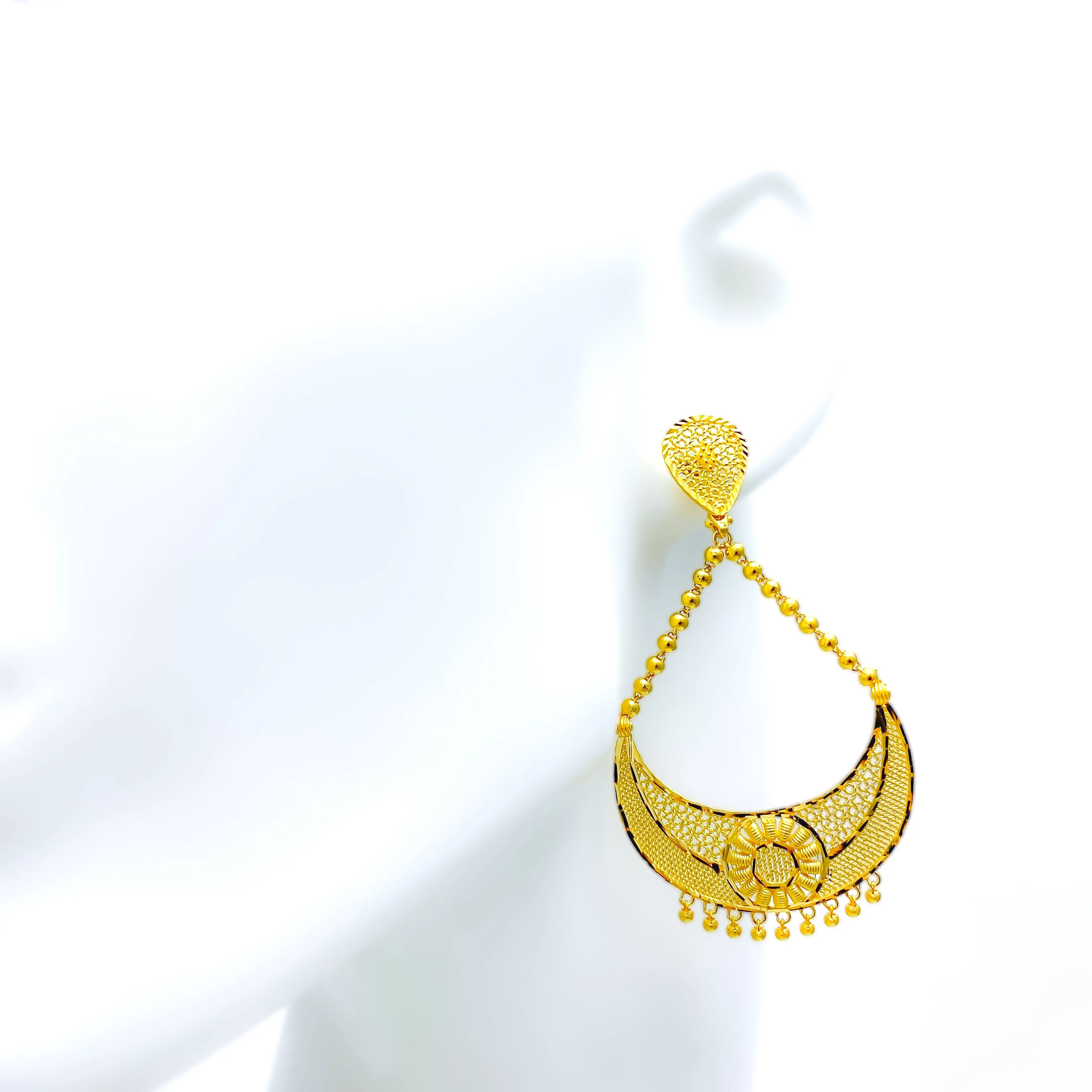 Striking Beaded 22k Gold  Hanging Earrings