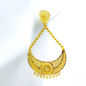 Striking Beaded 22k Gold  Hanging Earrings
