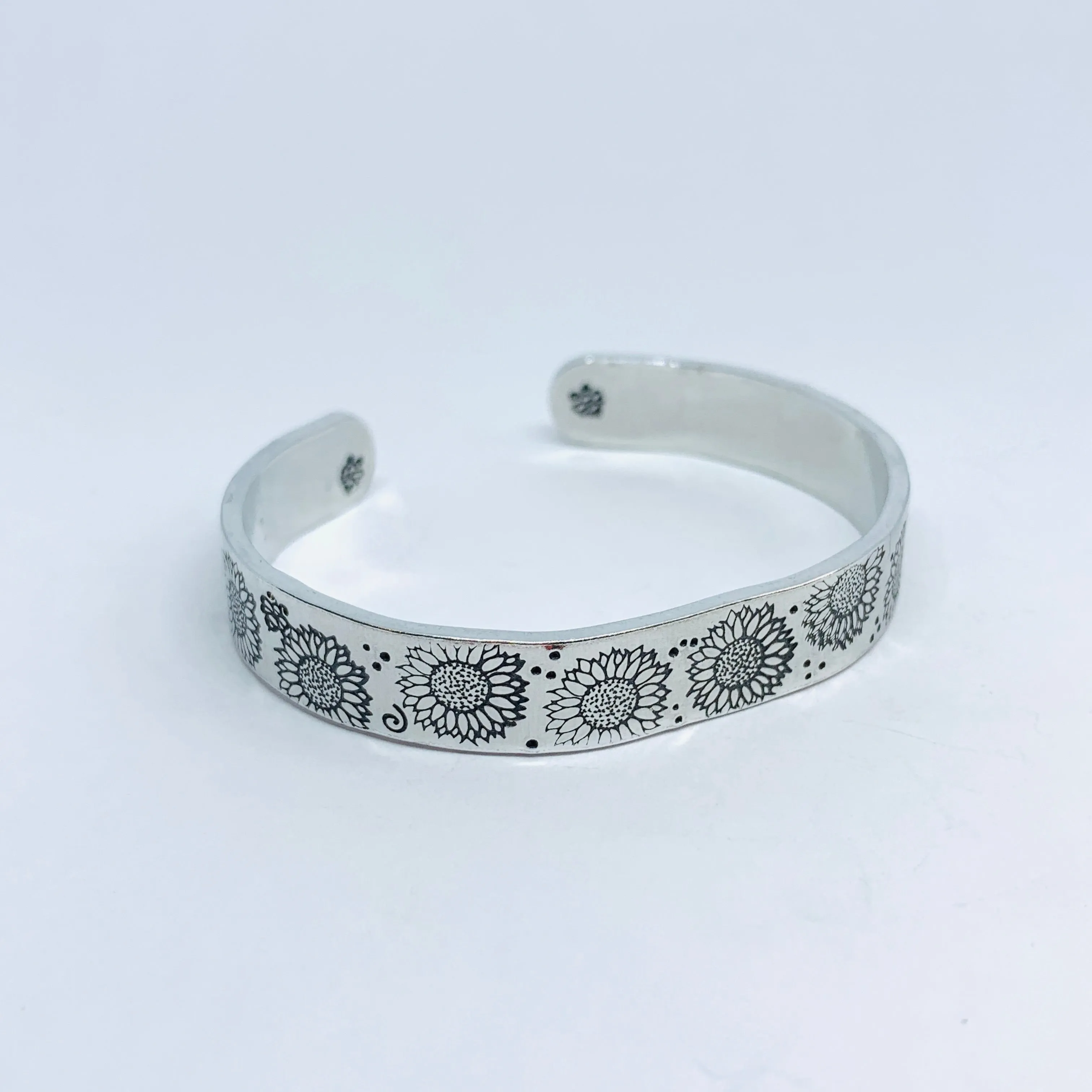 Sunflowers - Hand Stamped Cuff Bracelet