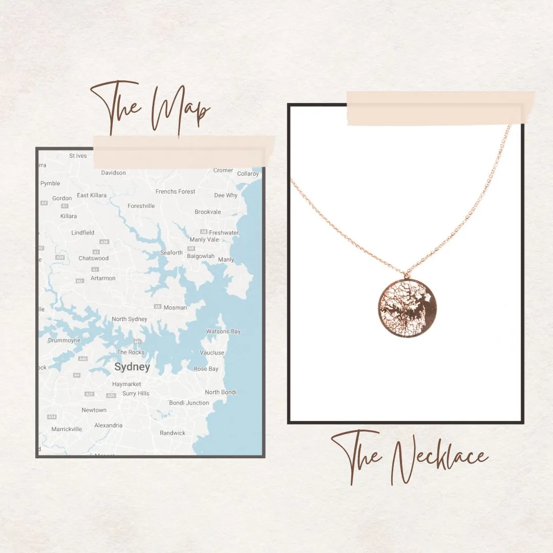 Sydney Rose Gold - City Map Necklace