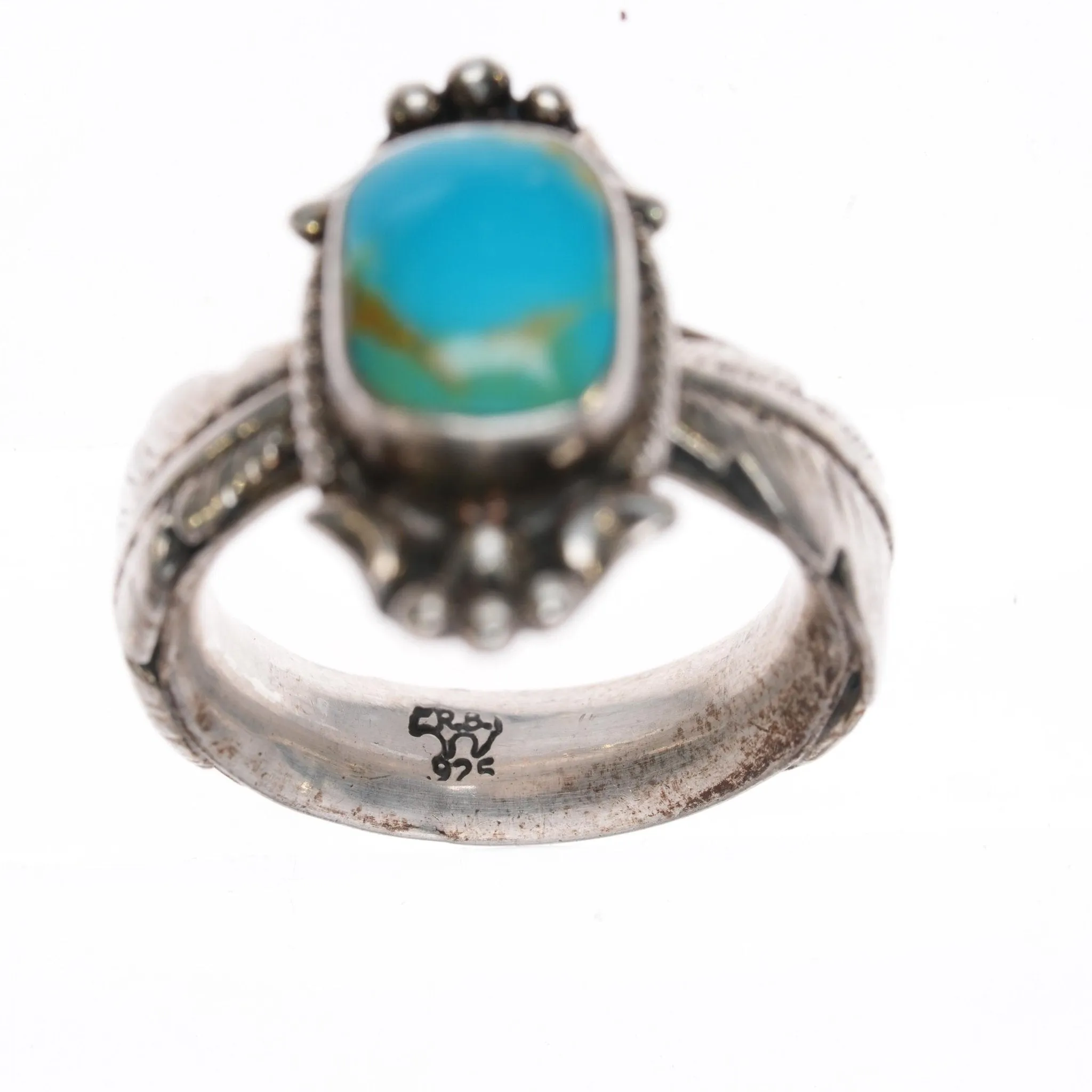 sz7 Running Bear Shop sterling ring with turquoise
