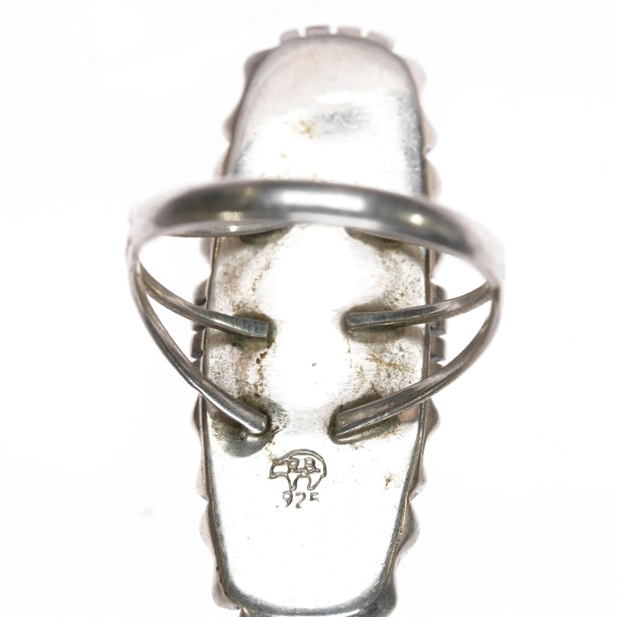 sz8.25 Running Bear Shop sterling ring with green turquoise