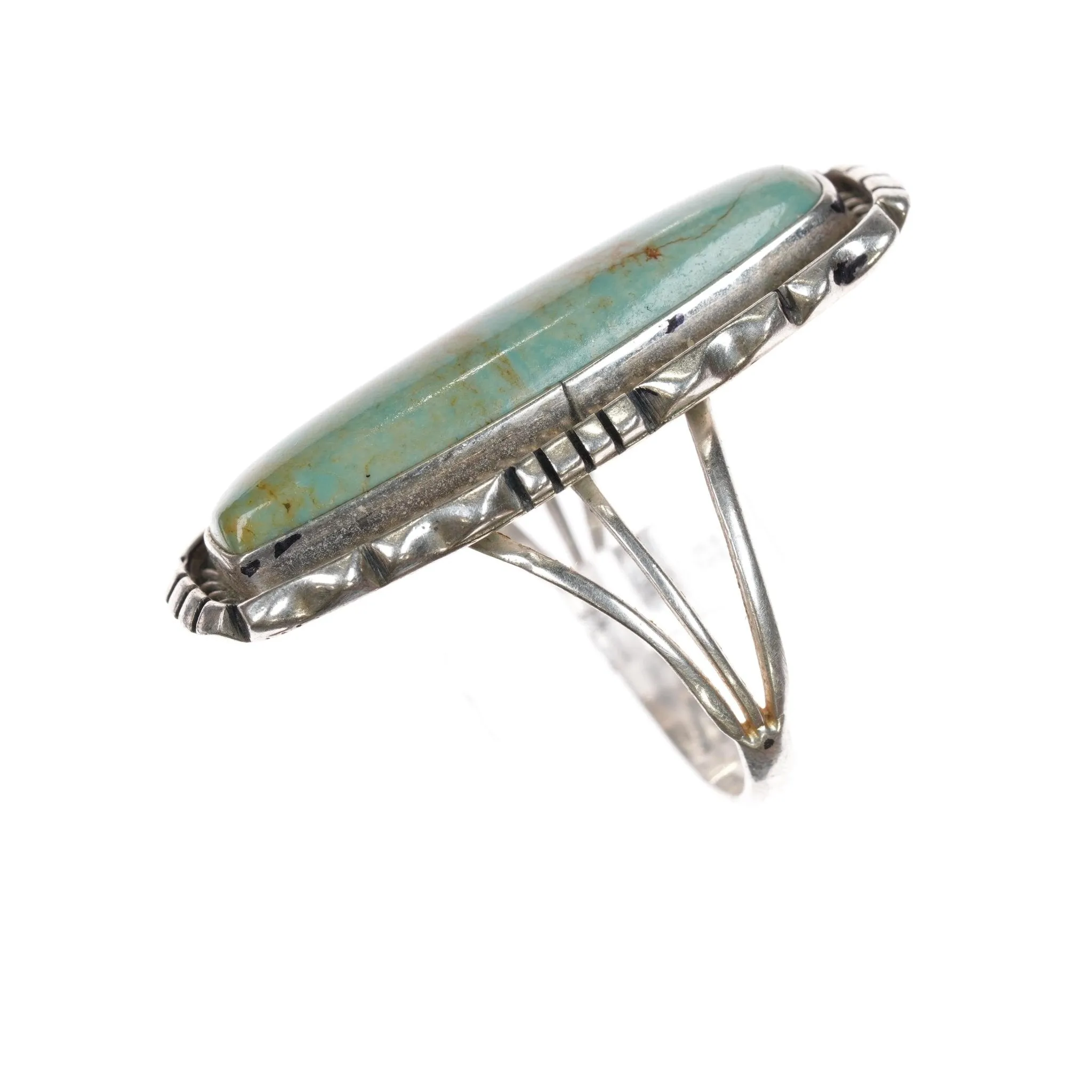 sz8.25 Running Bear Shop sterling ring with green turquoise
