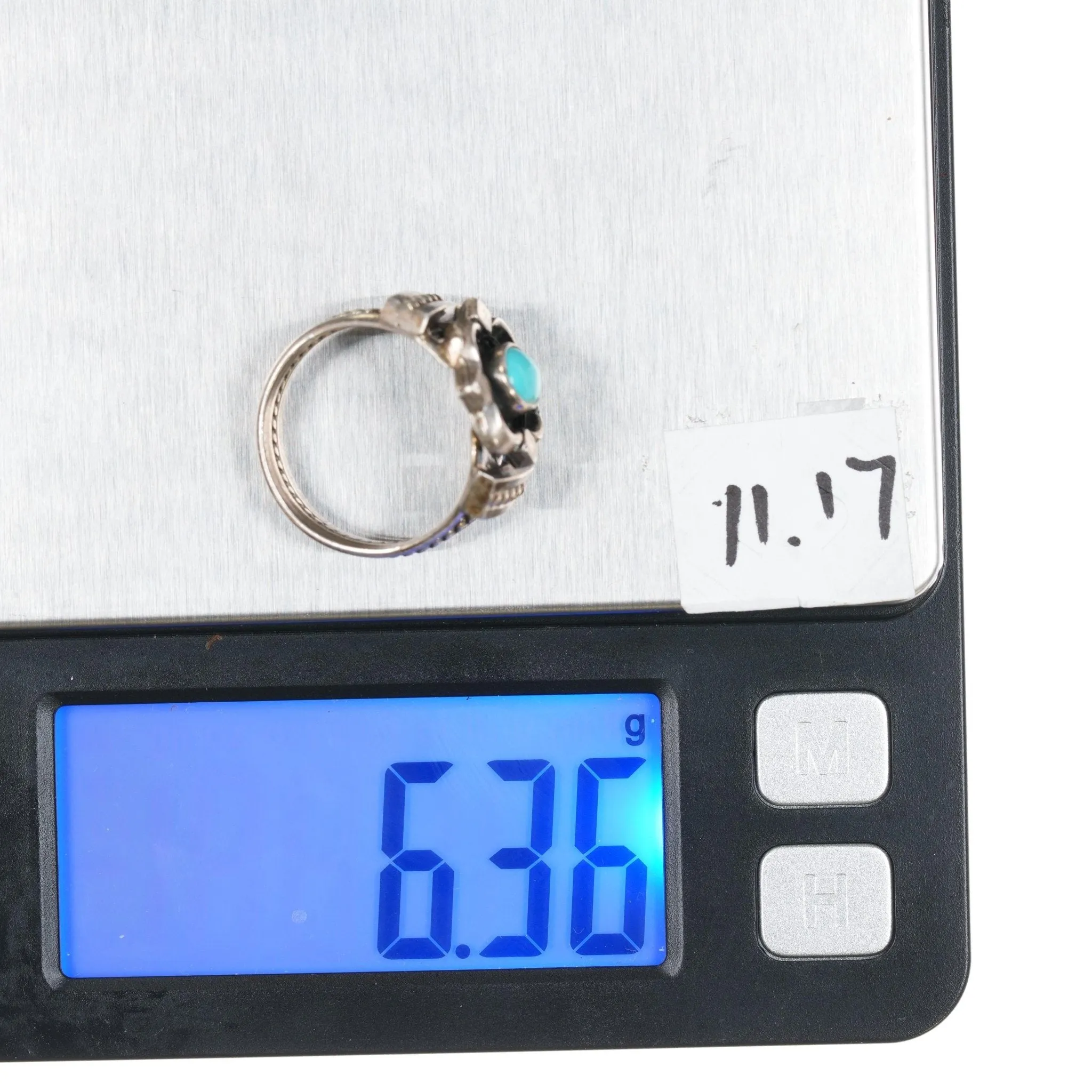 sz8.5 Running Bear Shop sterling ring with Sleeping Beauty turquoise