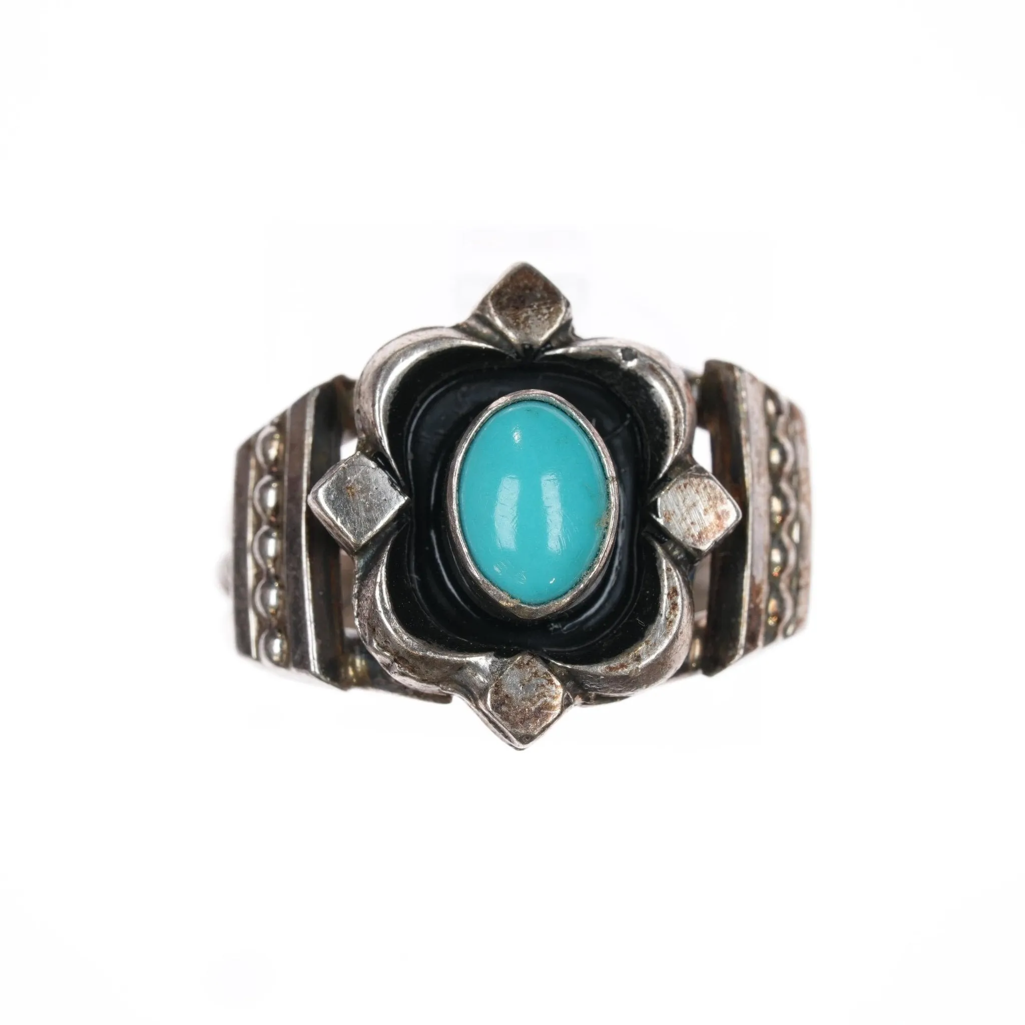 sz8.5 Running Bear Shop sterling ring with Sleeping Beauty turquoise