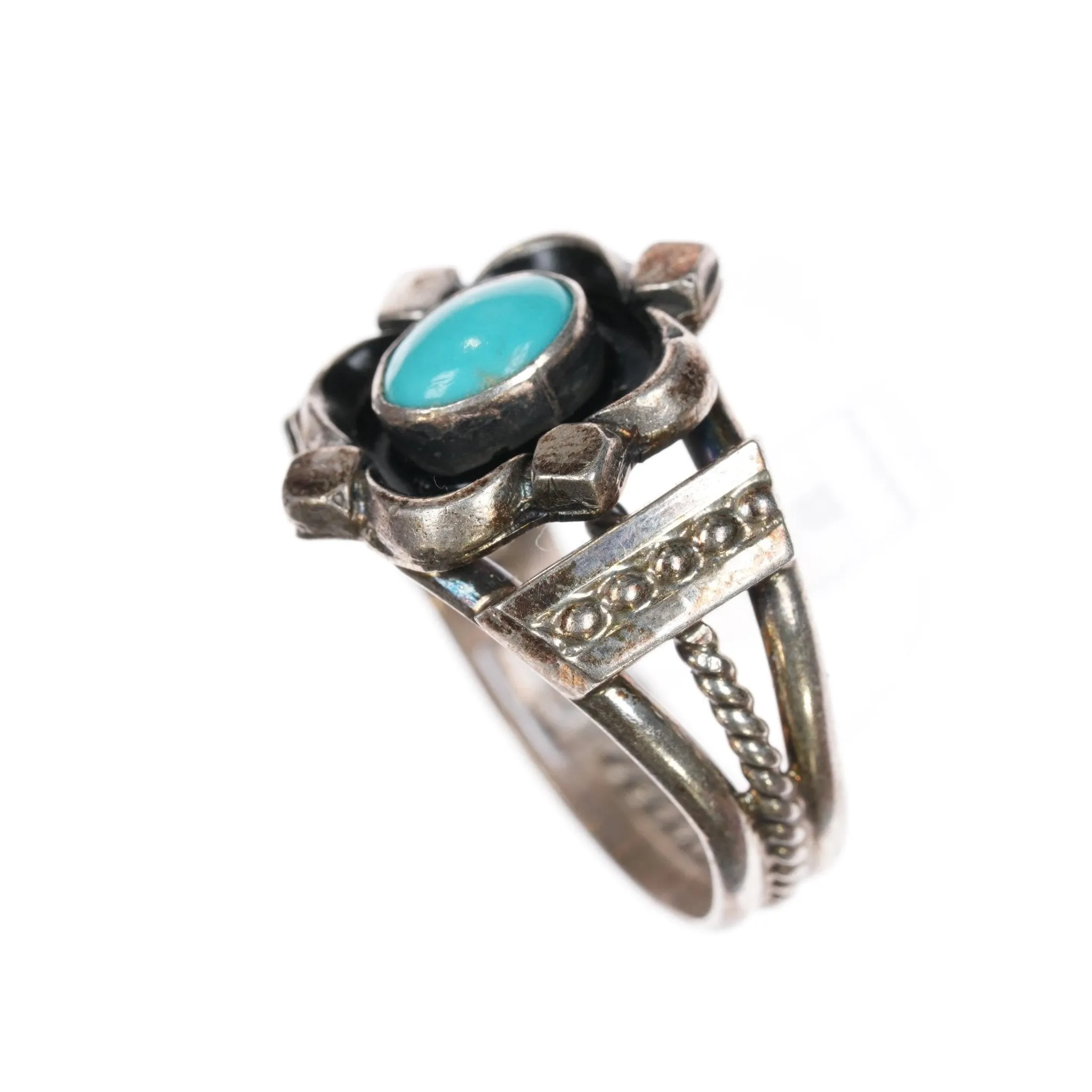 sz8.5 Running Bear Shop sterling ring with Sleeping Beauty turquoise
