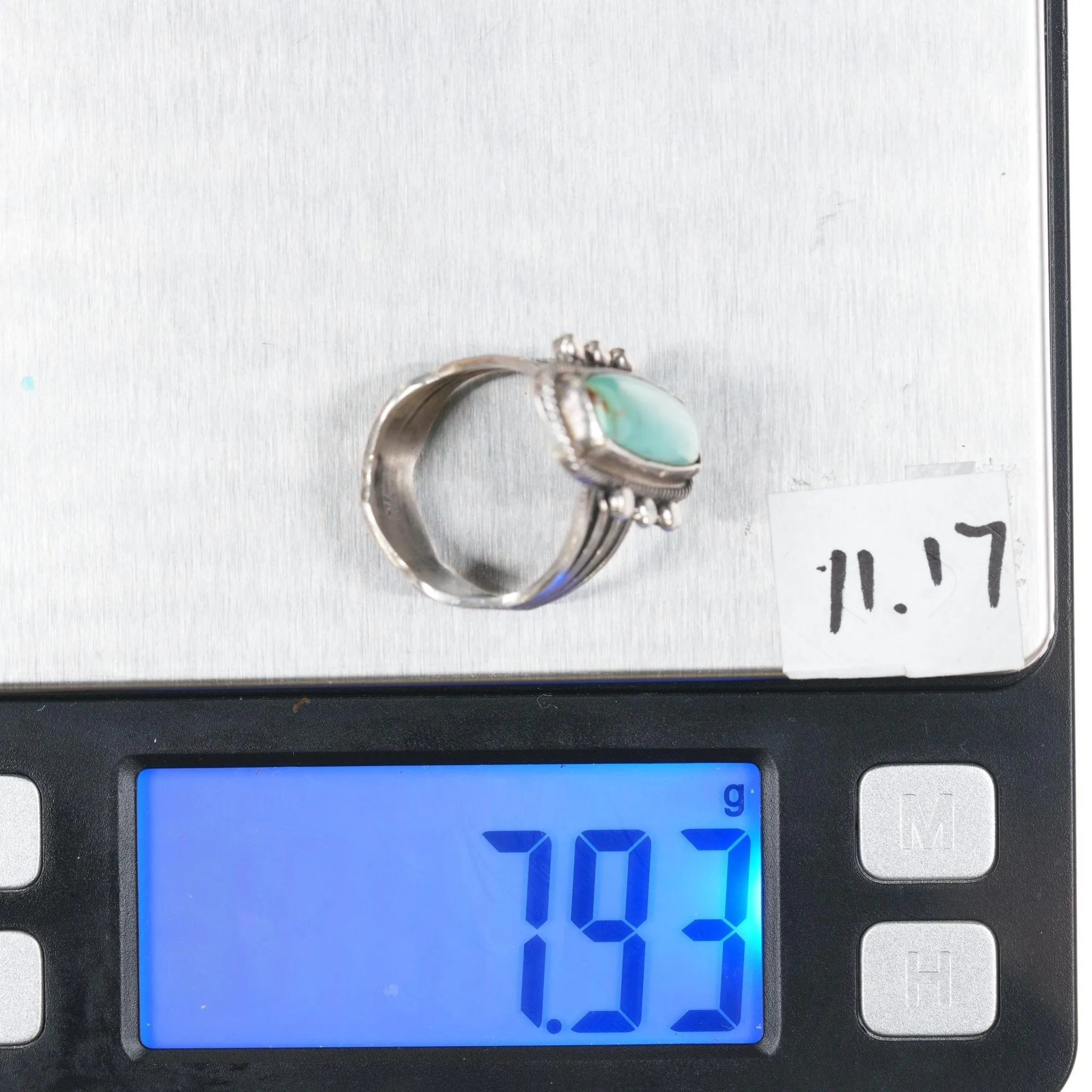 sz8.75 Running Bear Shop sterling ring with oval turquoise