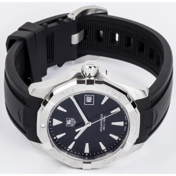 Tag Heuer Aquaracer Black Silicone Black Dial Quartz Watch for Gents - WAY111D.FT8021