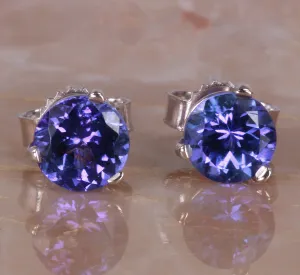Tanzanite Earrings 1.06 Carats Blue Violet Intense Color