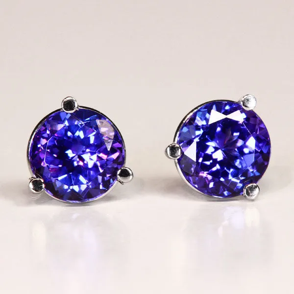 Tanzanite Earrings 1.85 Carat round Brilliant
