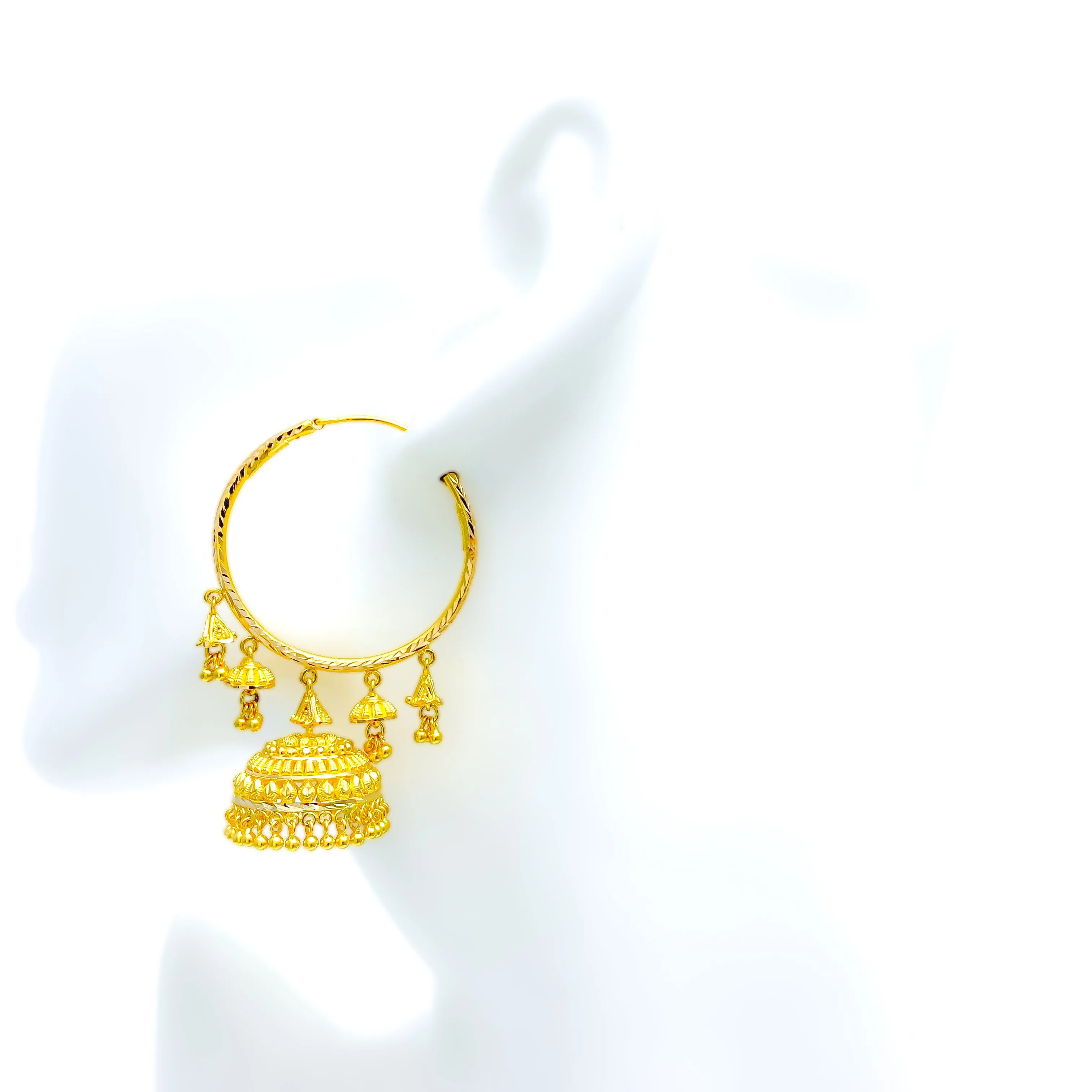Tasteful Traditional 22K Gold Multi Chandelier Bali