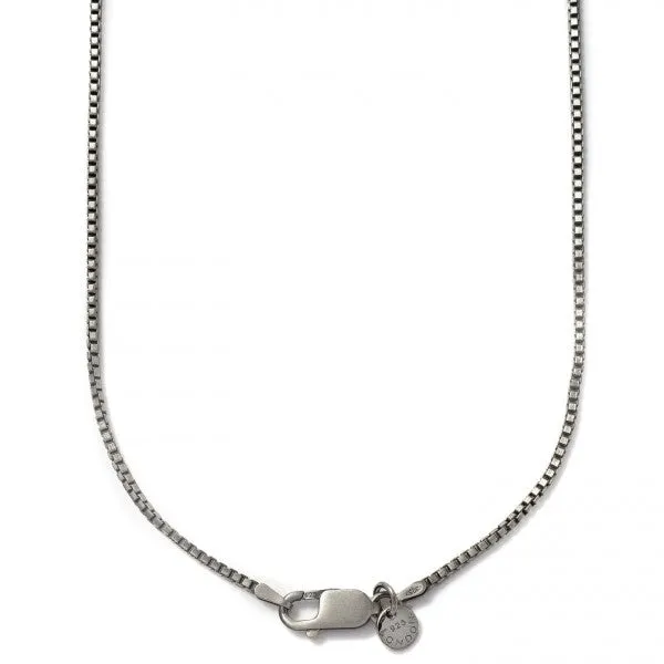 Tateossian Men's Black Box Chain, Oxidized Silver With Gear Clasp, 65 CM Length
