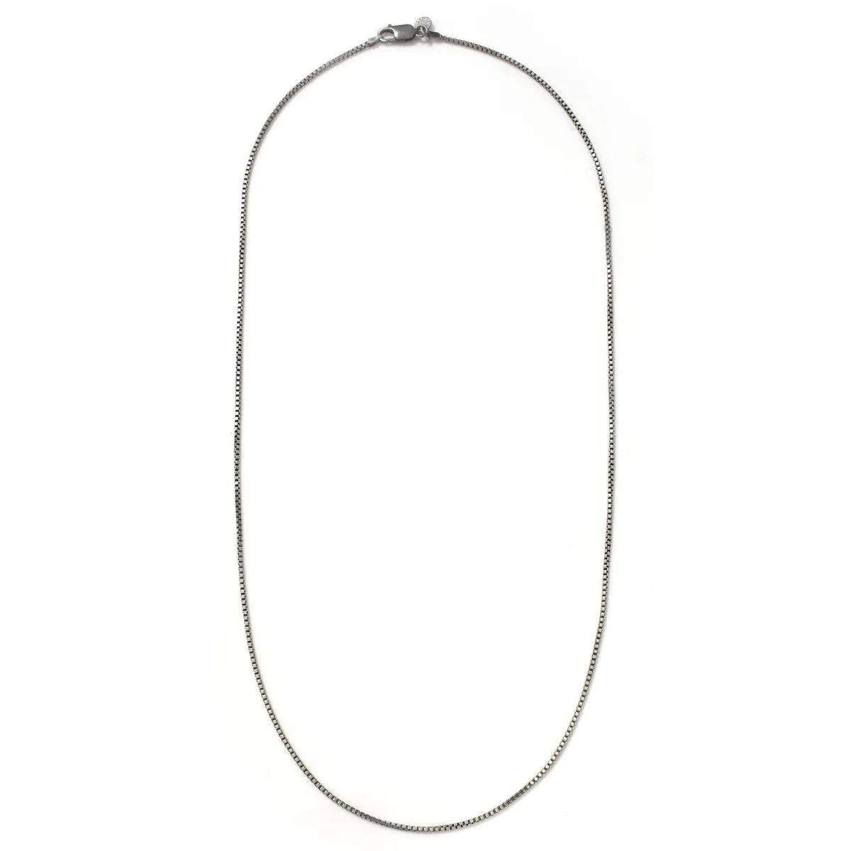 Tateossian Men's Black Box Chain, Oxidized Silver With Gear Clasp, 65 CM Length
