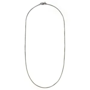 Tateossian Men's Black Box Chain, Oxidized Silver With Gear Clasp, 65 CM Length