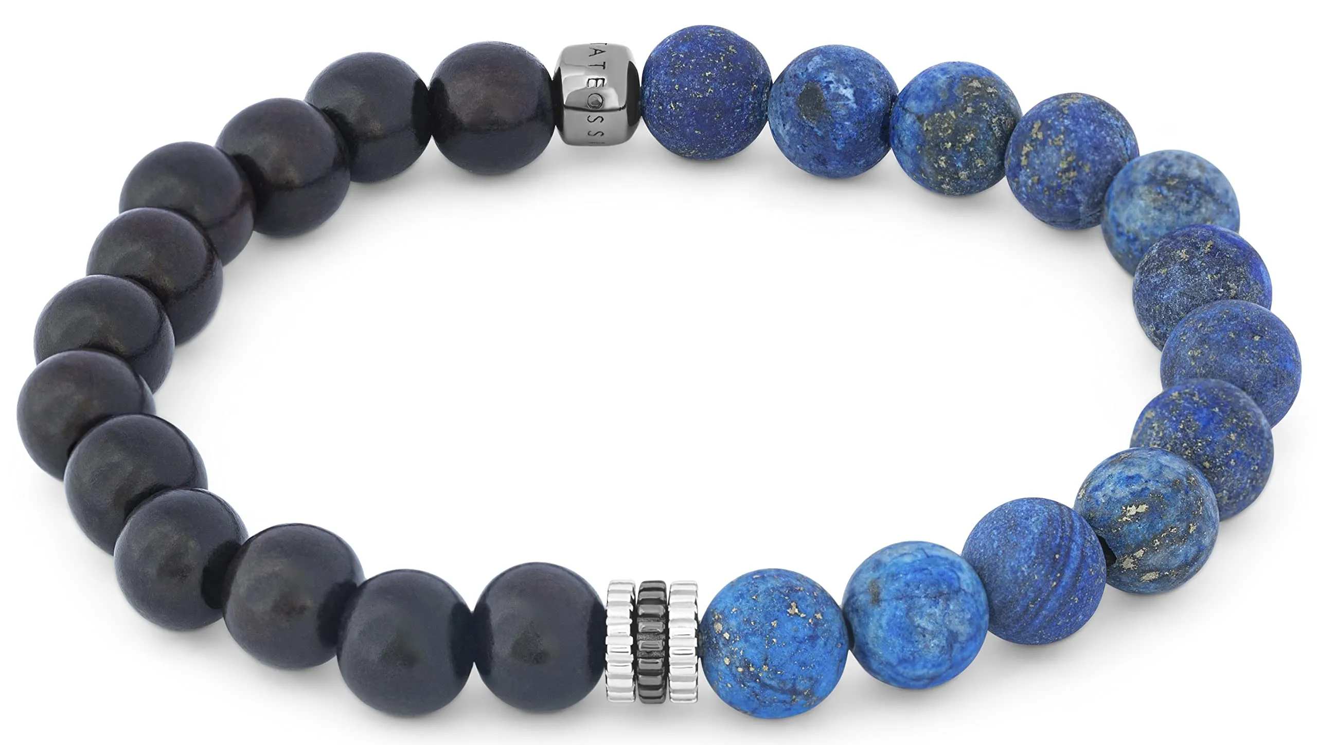 Tateossian Men's Gear Trio Rhodium Plated Sterling Silver Semi Precious Onyx Bracelet
