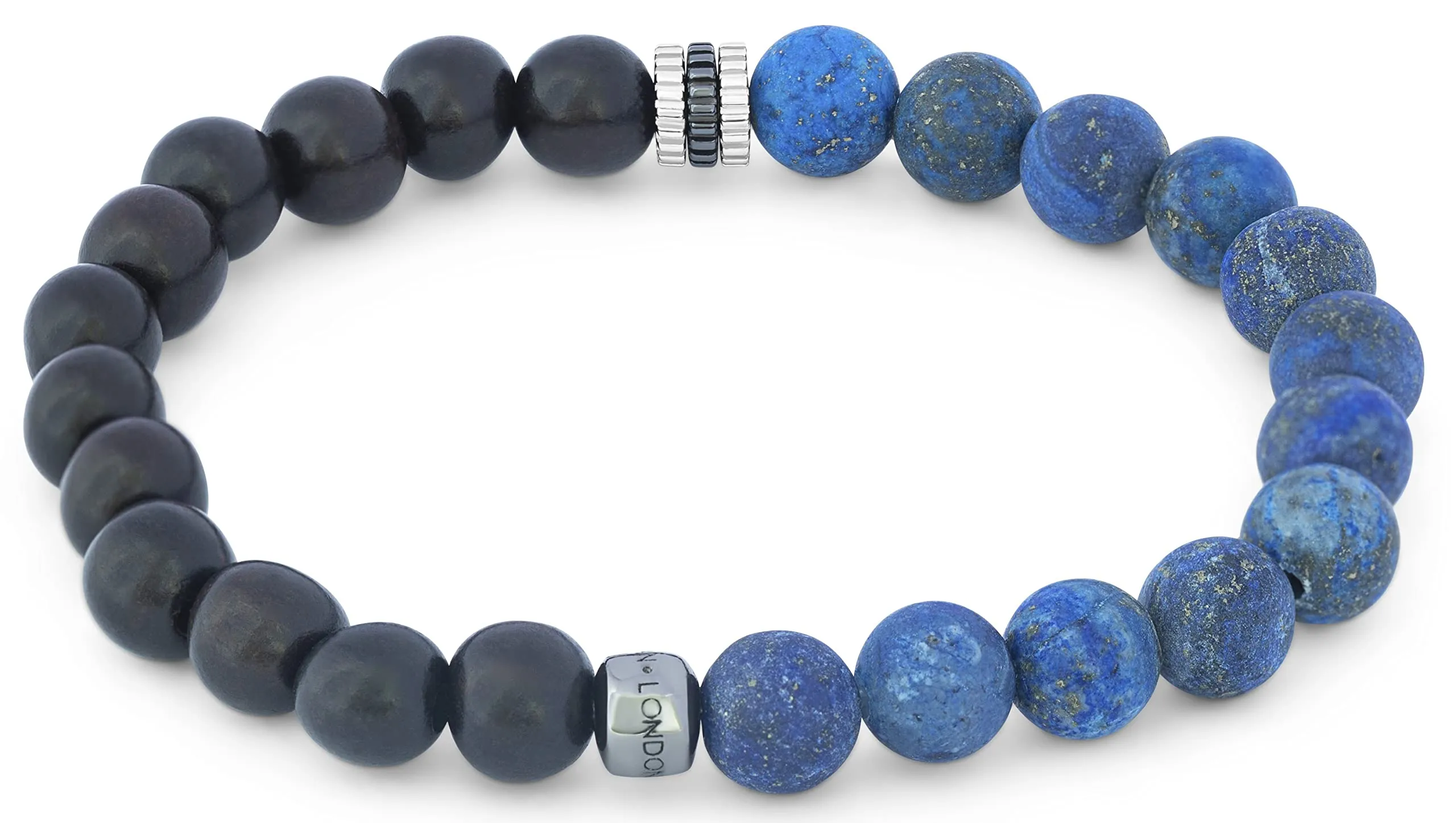 Tateossian Men's Gear Trio Rhodium Plated Sterling Silver Semi Precious Onyx Bracelet