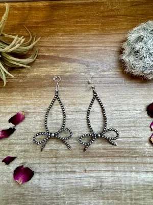 Teardrop Bow Earrings Sterling Silver Pearls