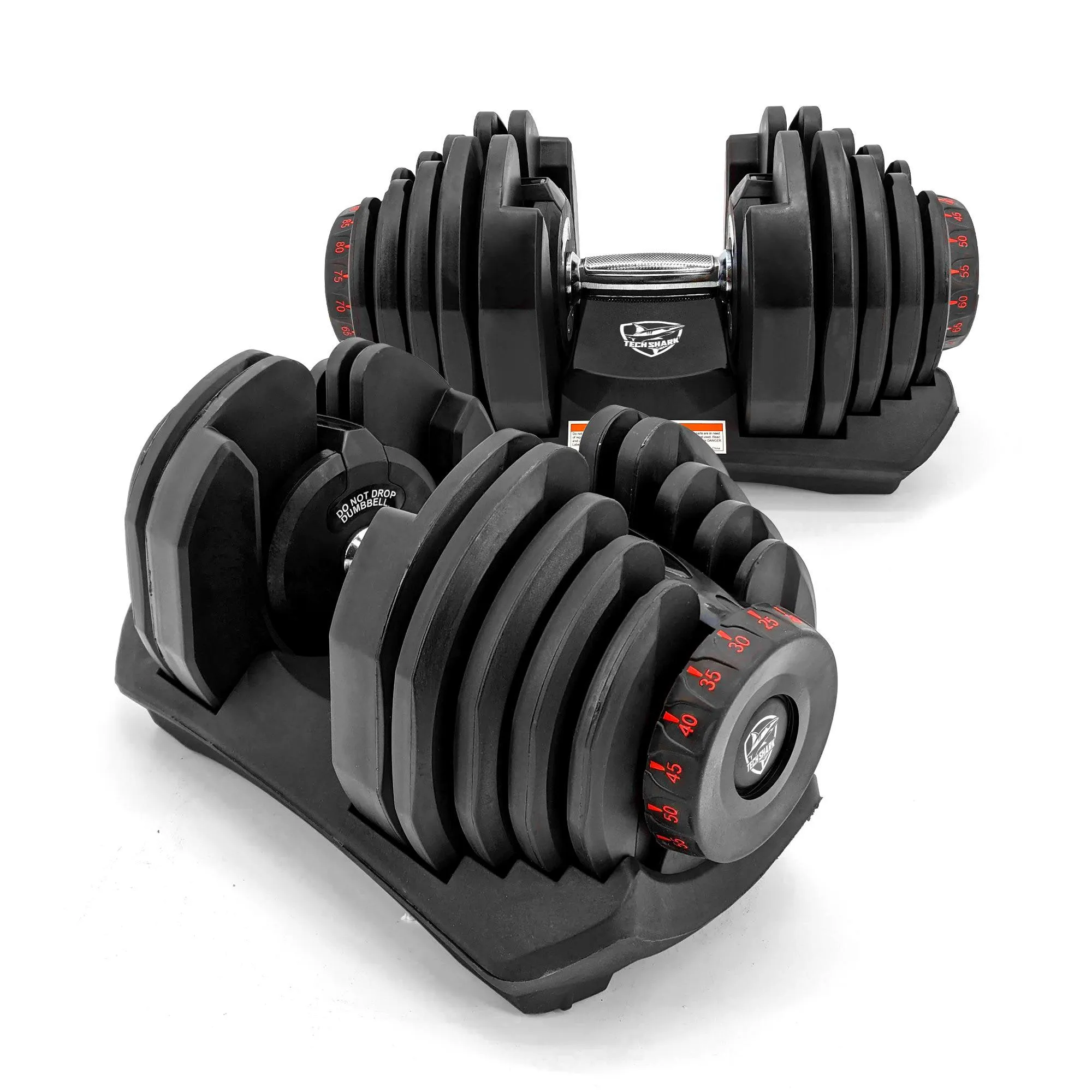 TechShark™ Adjustable Dumbbell Weight Set Fitness Training 90 LB Dumbbell