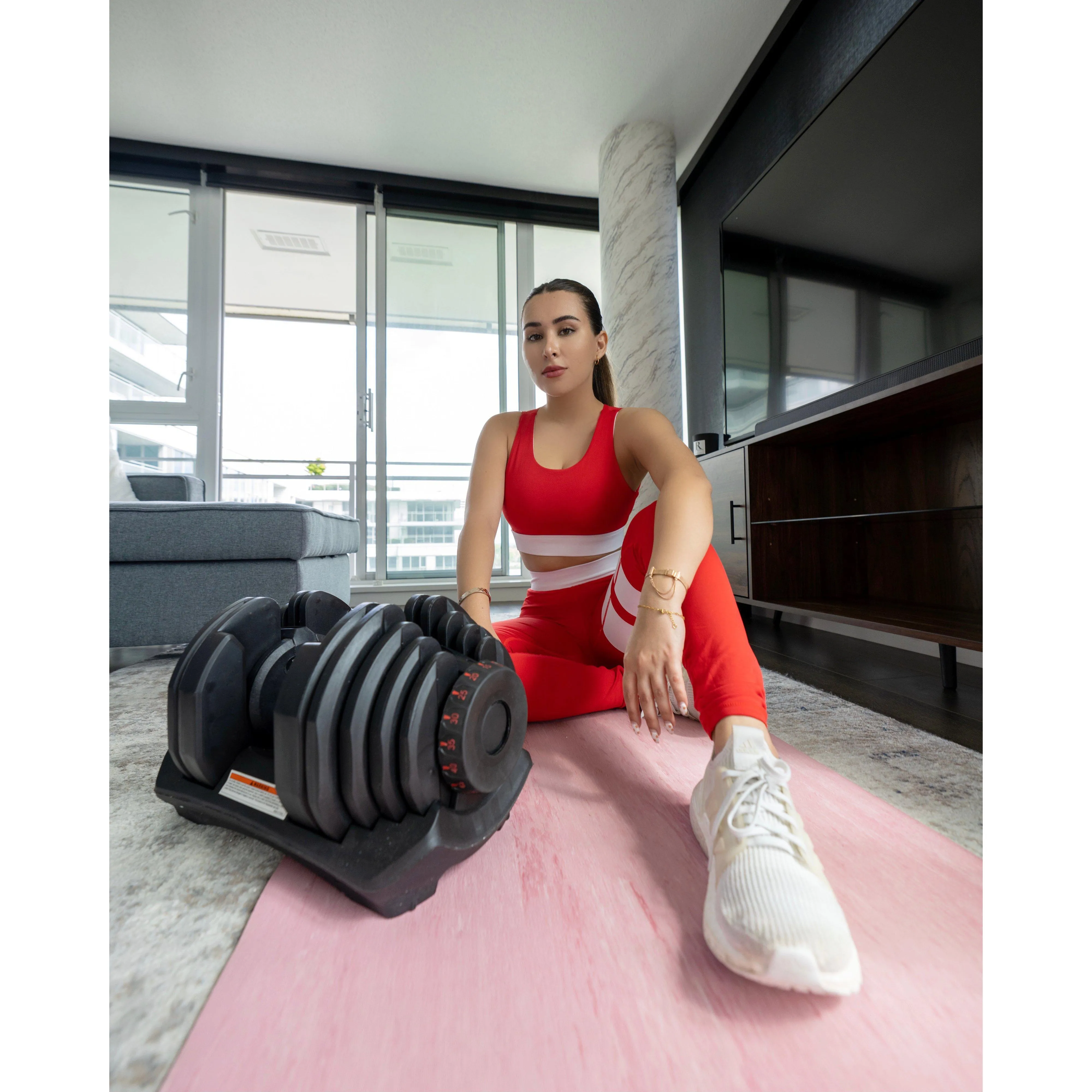 TechShark™ Adjustable Dumbbell Weight Set Fitness Training 90 LB Dumbbell