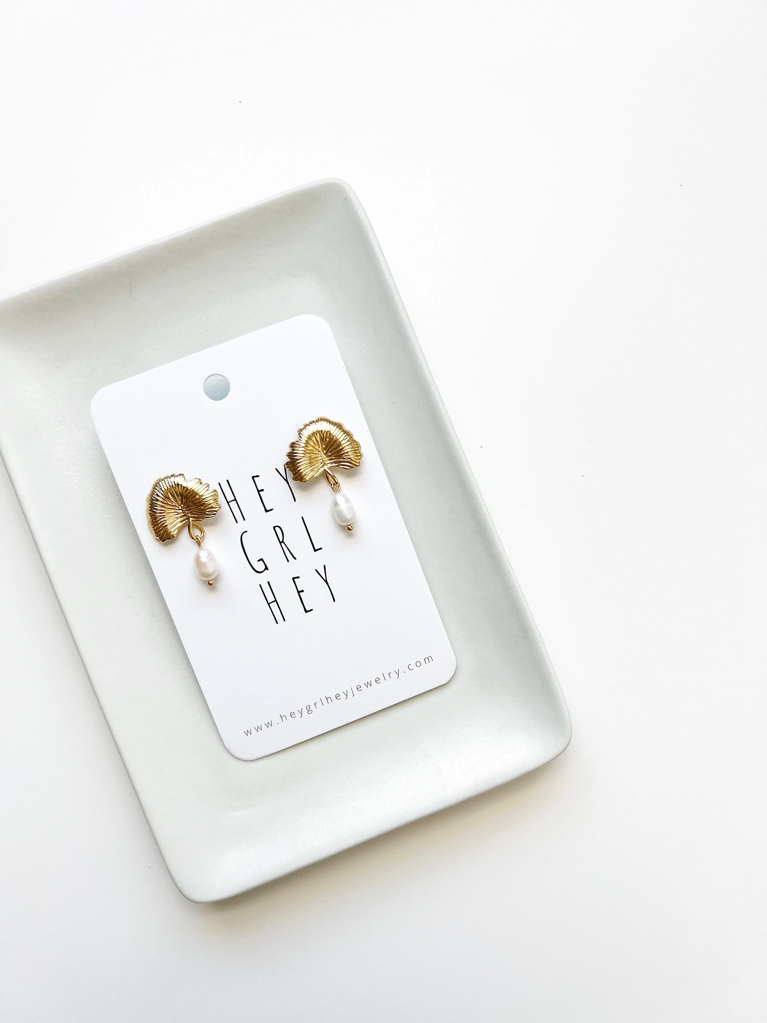 The Ginkgo Pearl Stud Earrings