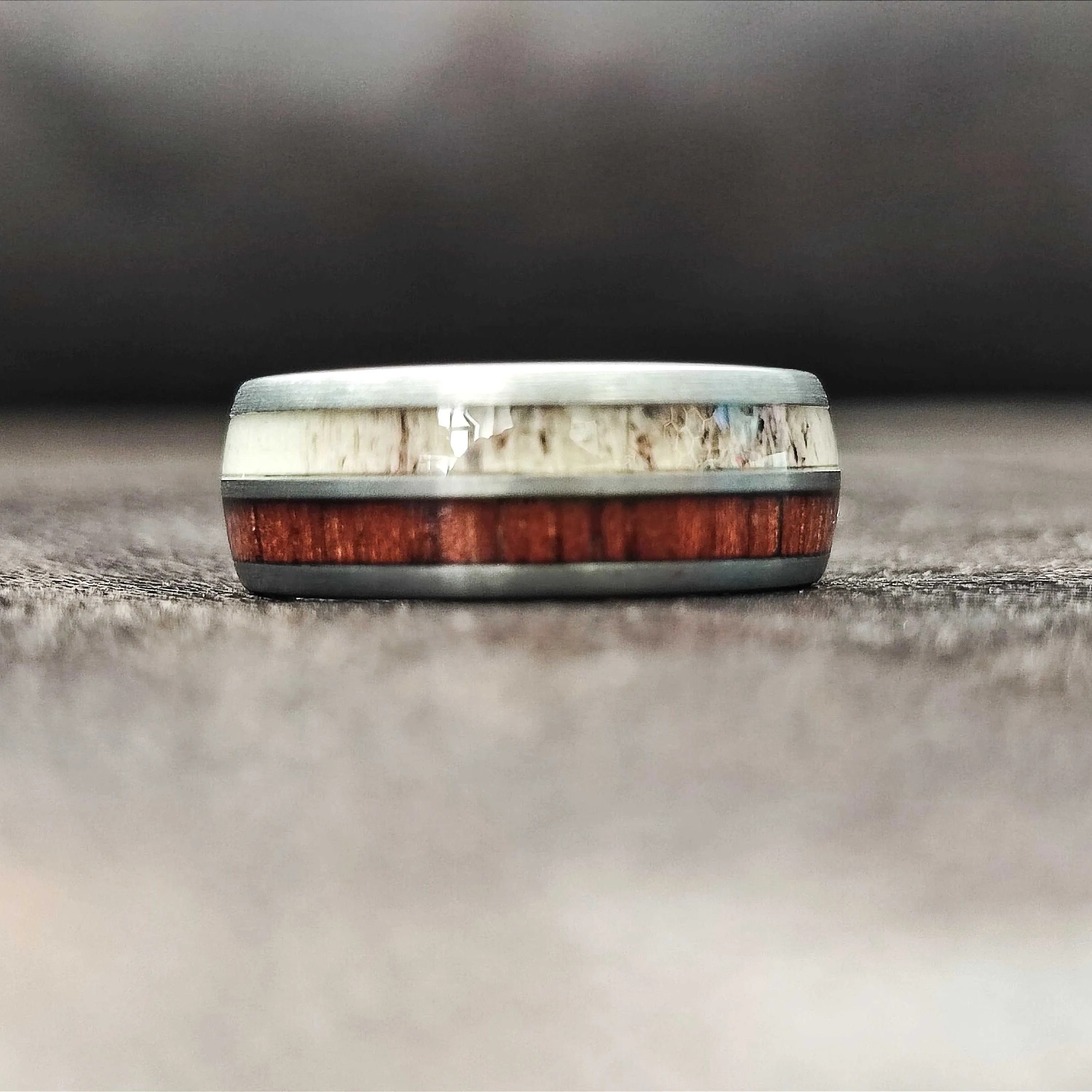 The Hunter - Antler & Oakwood Men's Tungsten Ring
