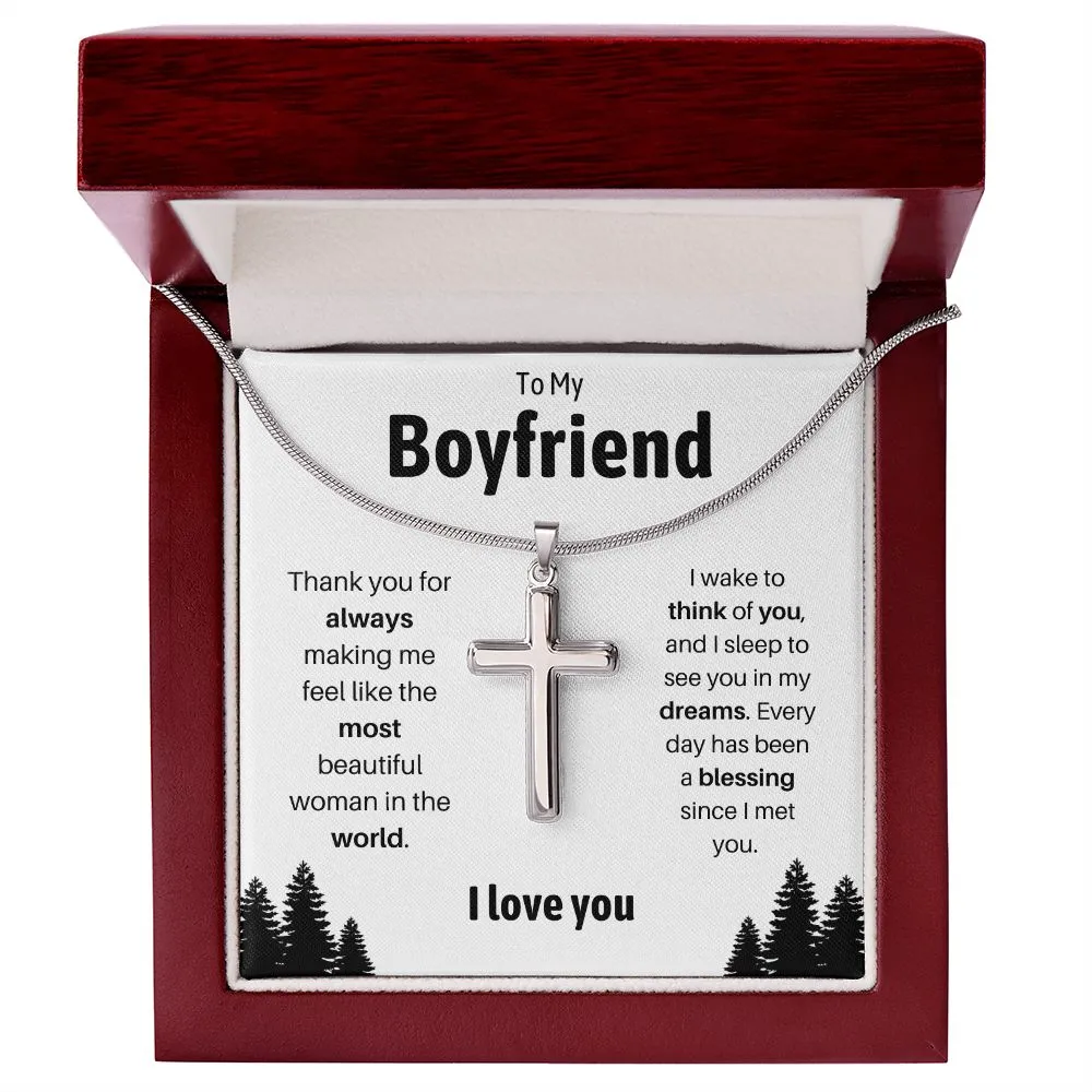 To My Boyfriend Cross Necklace