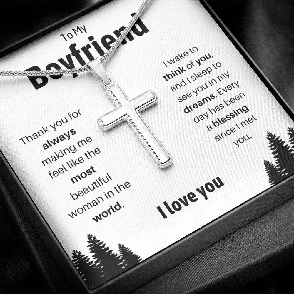 To My Boyfriend Cross Necklace